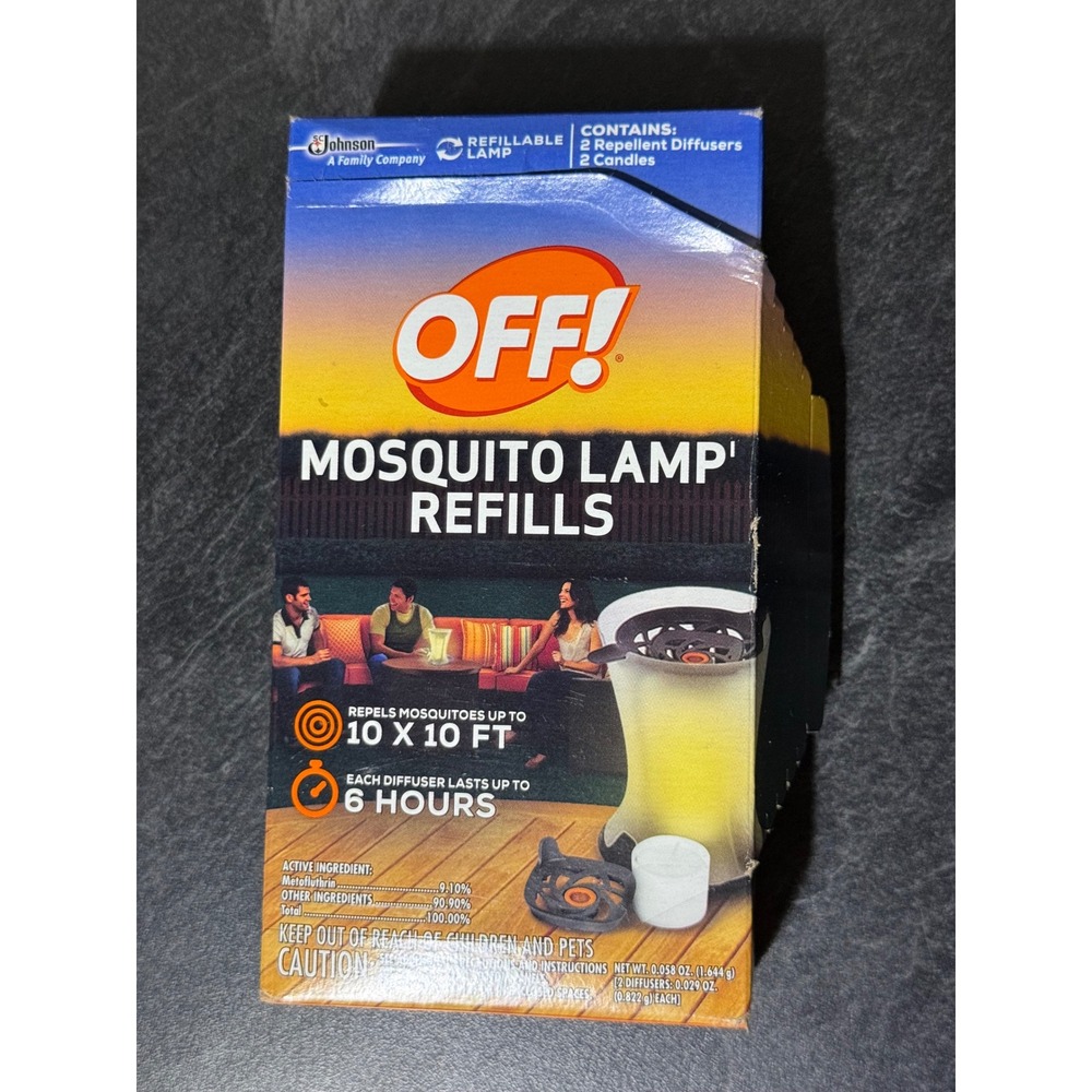 OFF! Mosquito Lamp Refills 2 Repellent Diffusers 2 Candles 10x10ft Coverage 6hr
